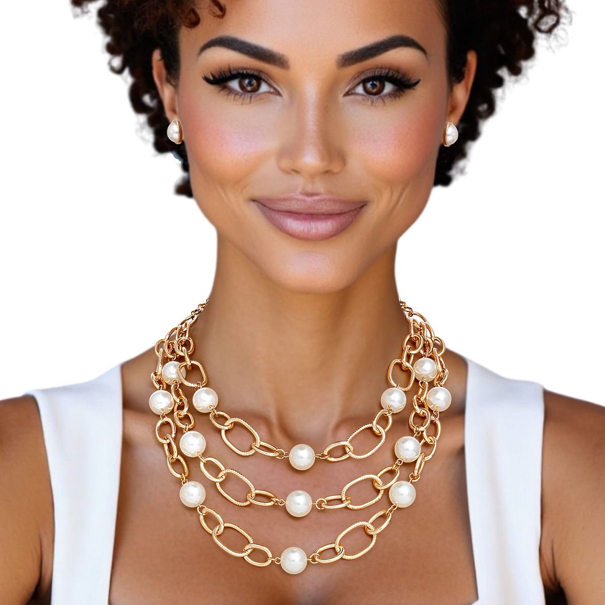Chain Gold Parisian Chic Cream Pearl Necklace
