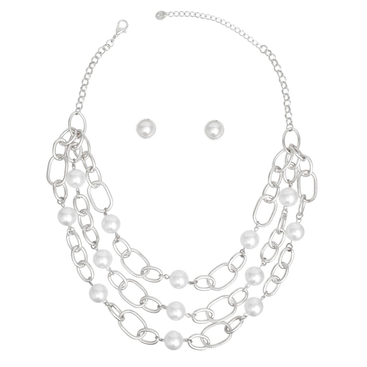 Chain Silver Parisian Chic White Pearl Necklace