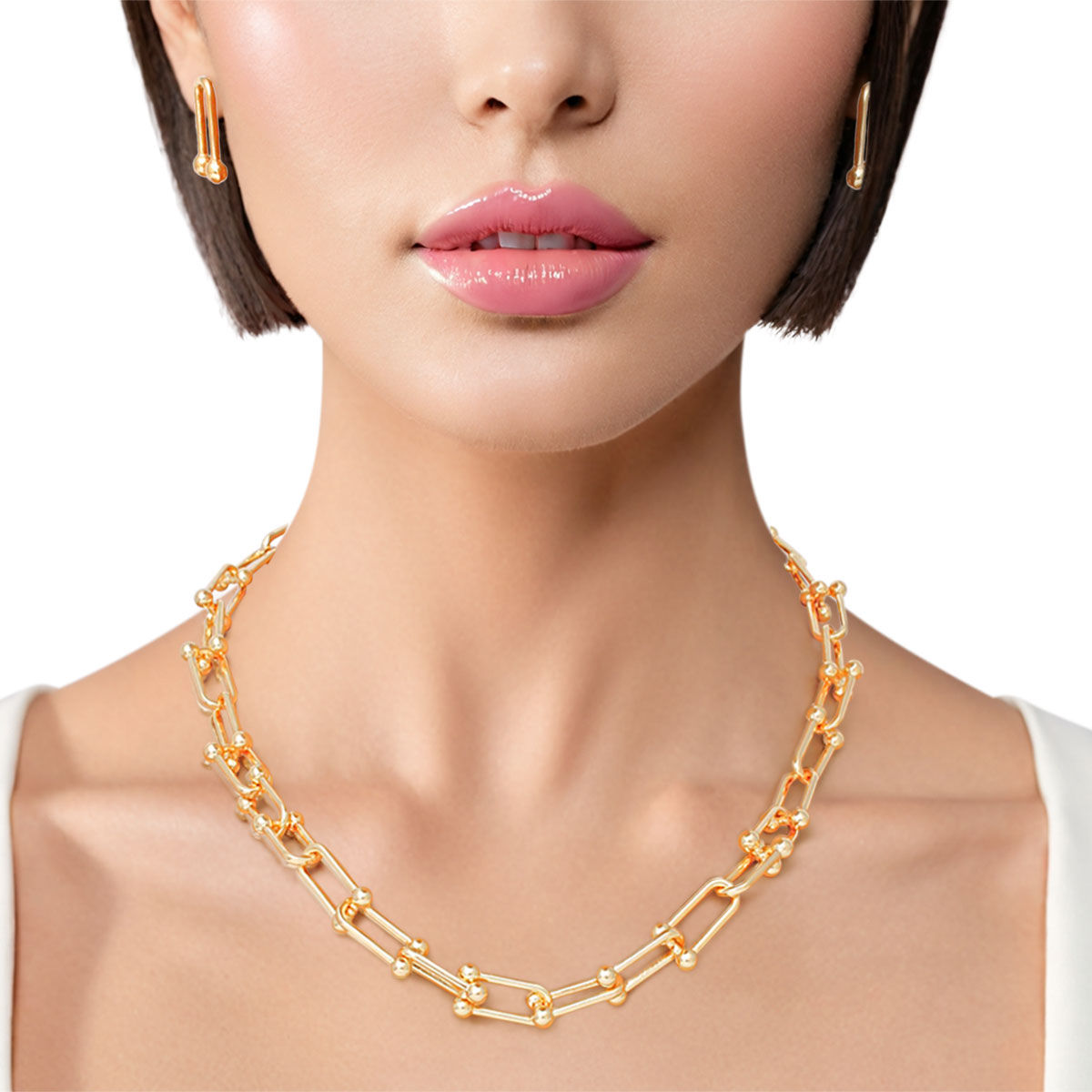 Chain Gold Gauge Links Single Strand Necklace