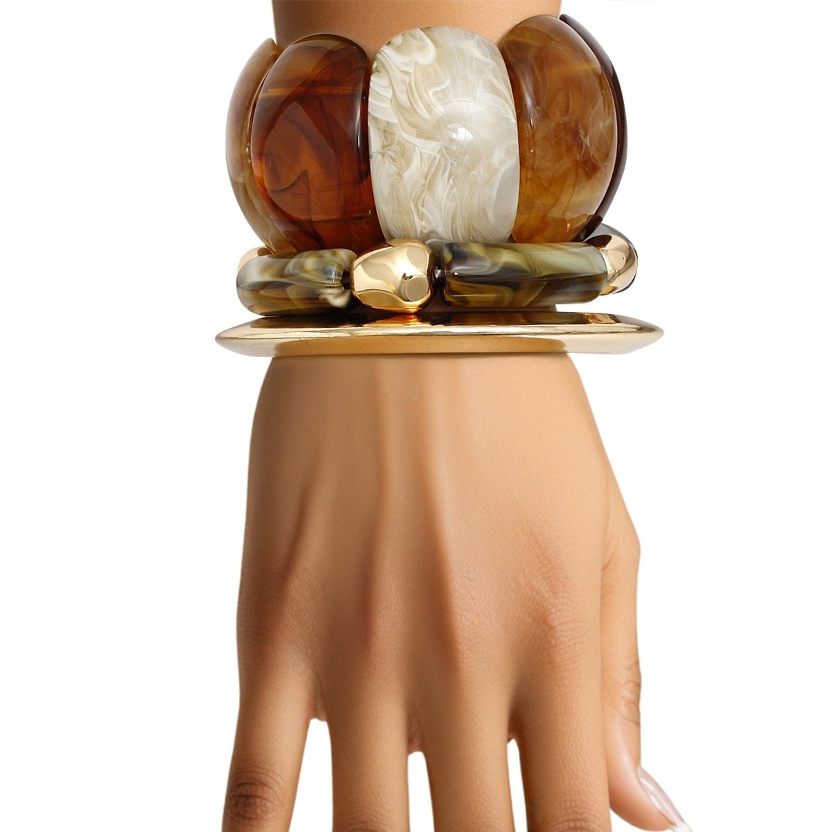 Bangle 3Pcs Rich Brown Hue Swirl Bracelet Set