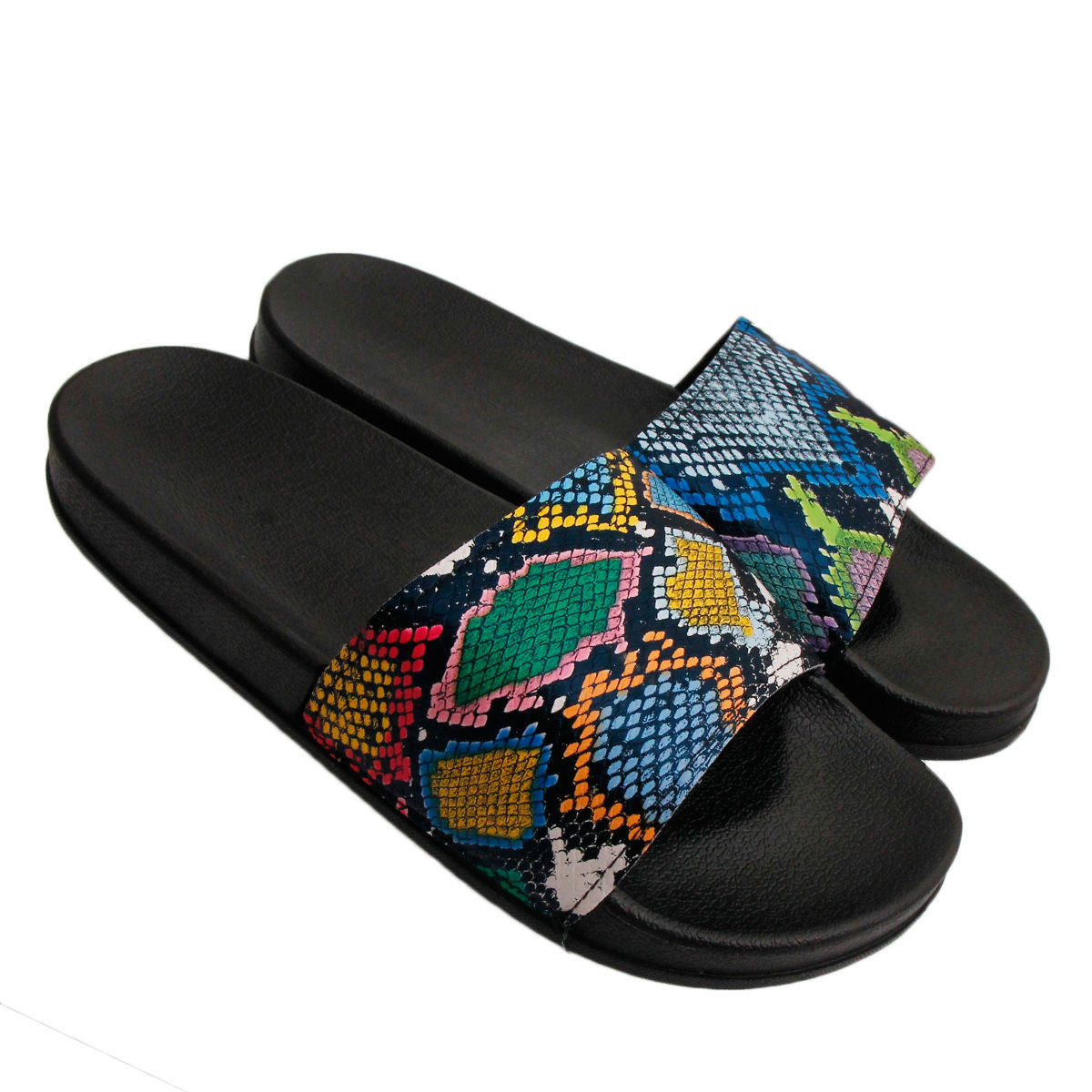Size 11 Rainbow Snake Print Slides