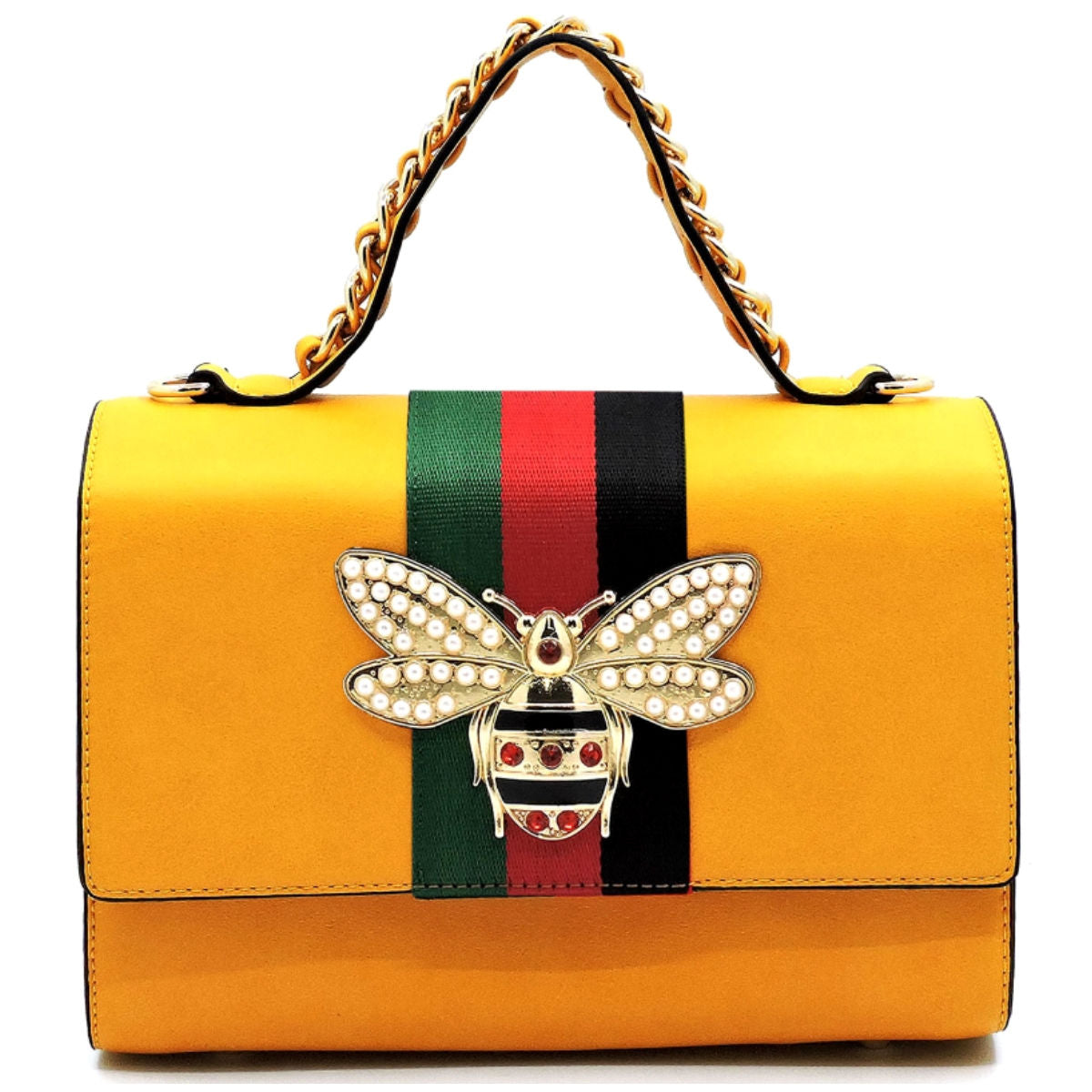Designer Mustard Stripe Satchel Set