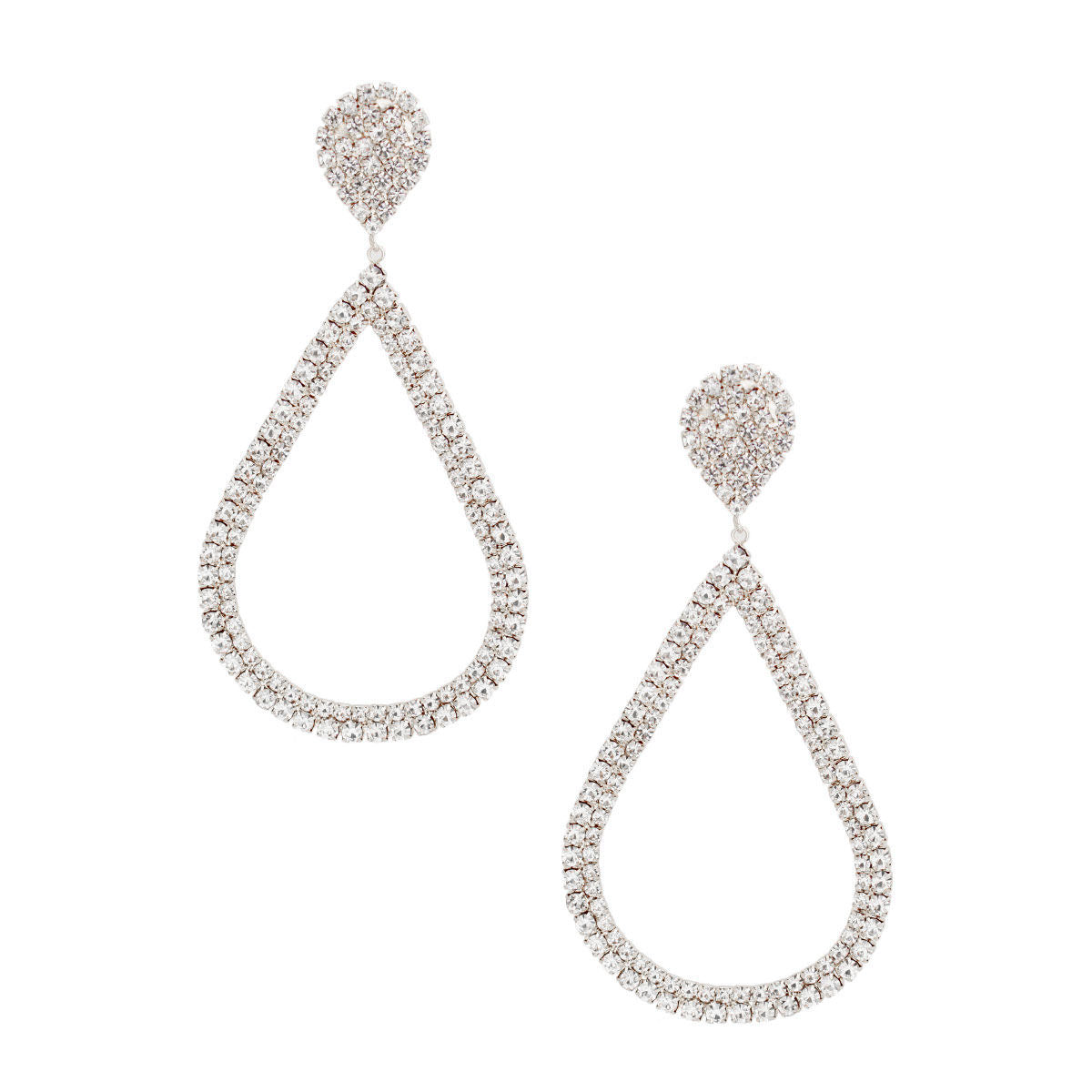 Silver Pave XL Teardrop Clip Ons