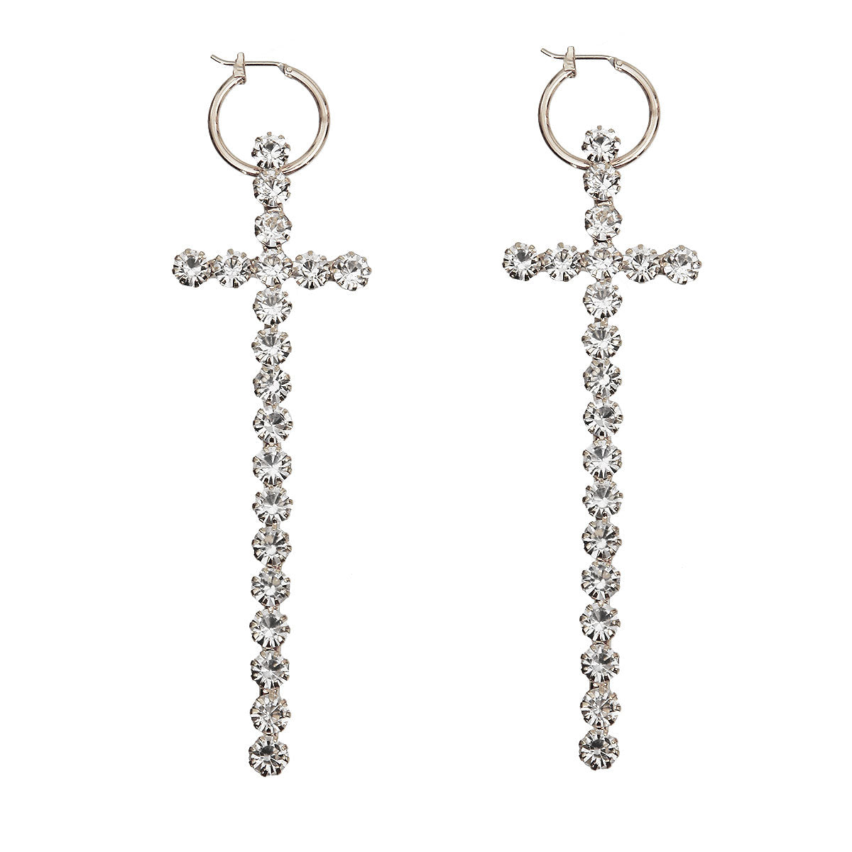 Rhinestone Cross Baby Hoop Earrings