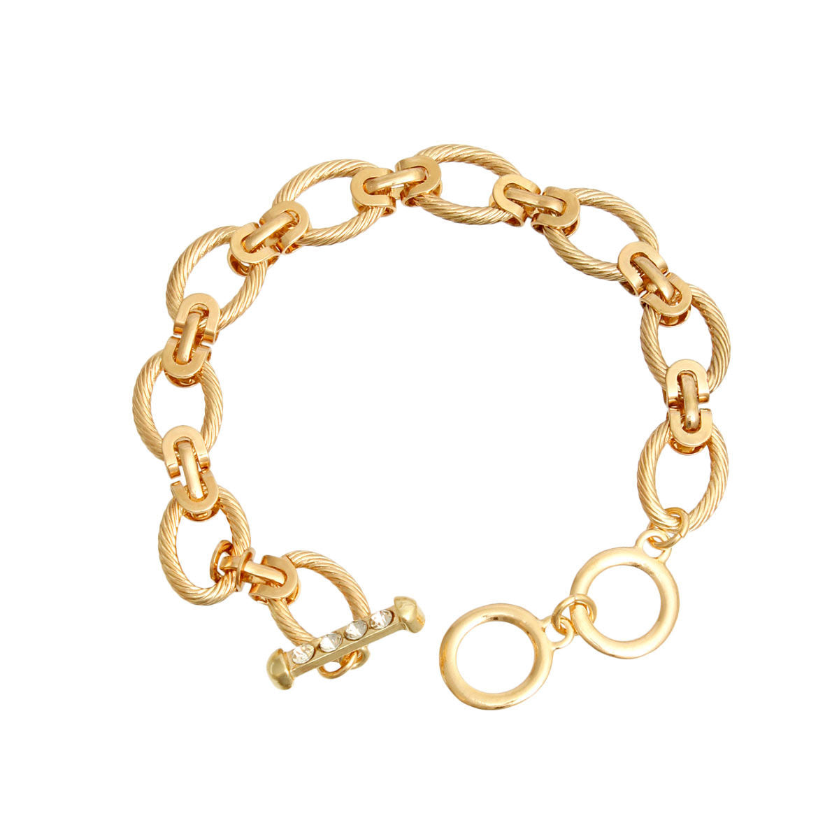 Twisted Oval Gold Metal Chain Bracelet