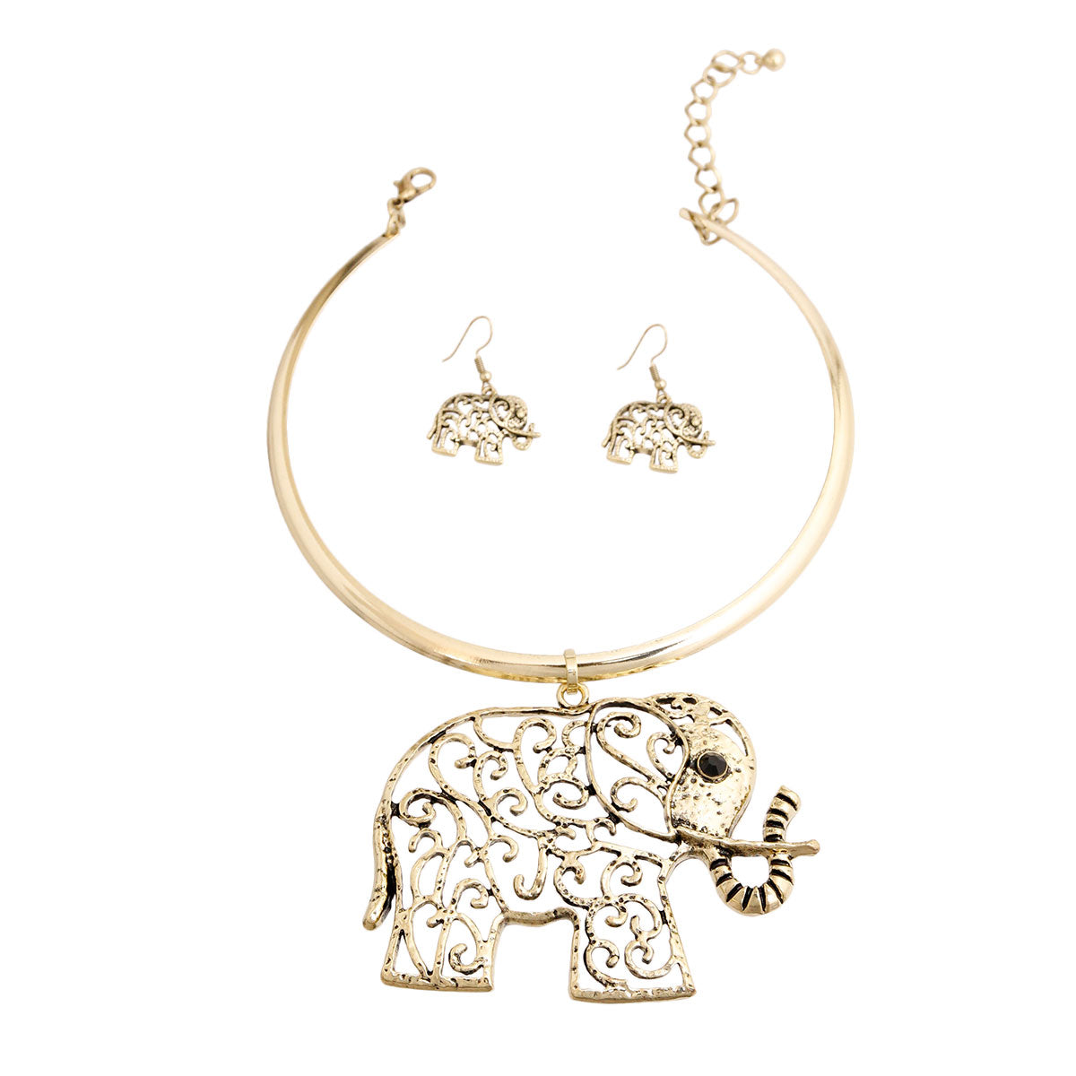 Burnished Gold Cut Out Elephant Set