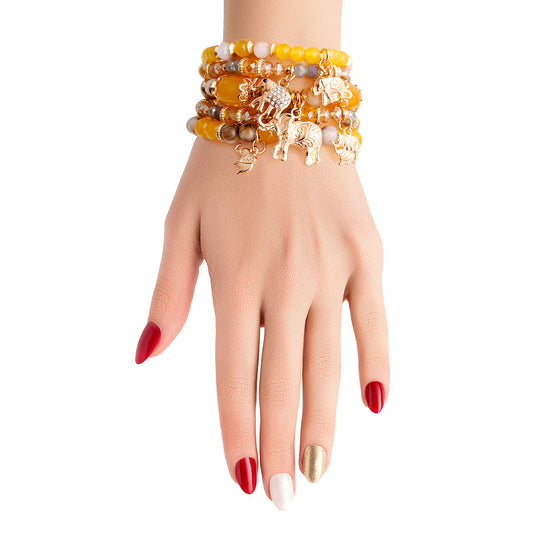 Yellow Bead Elephant Bracelets