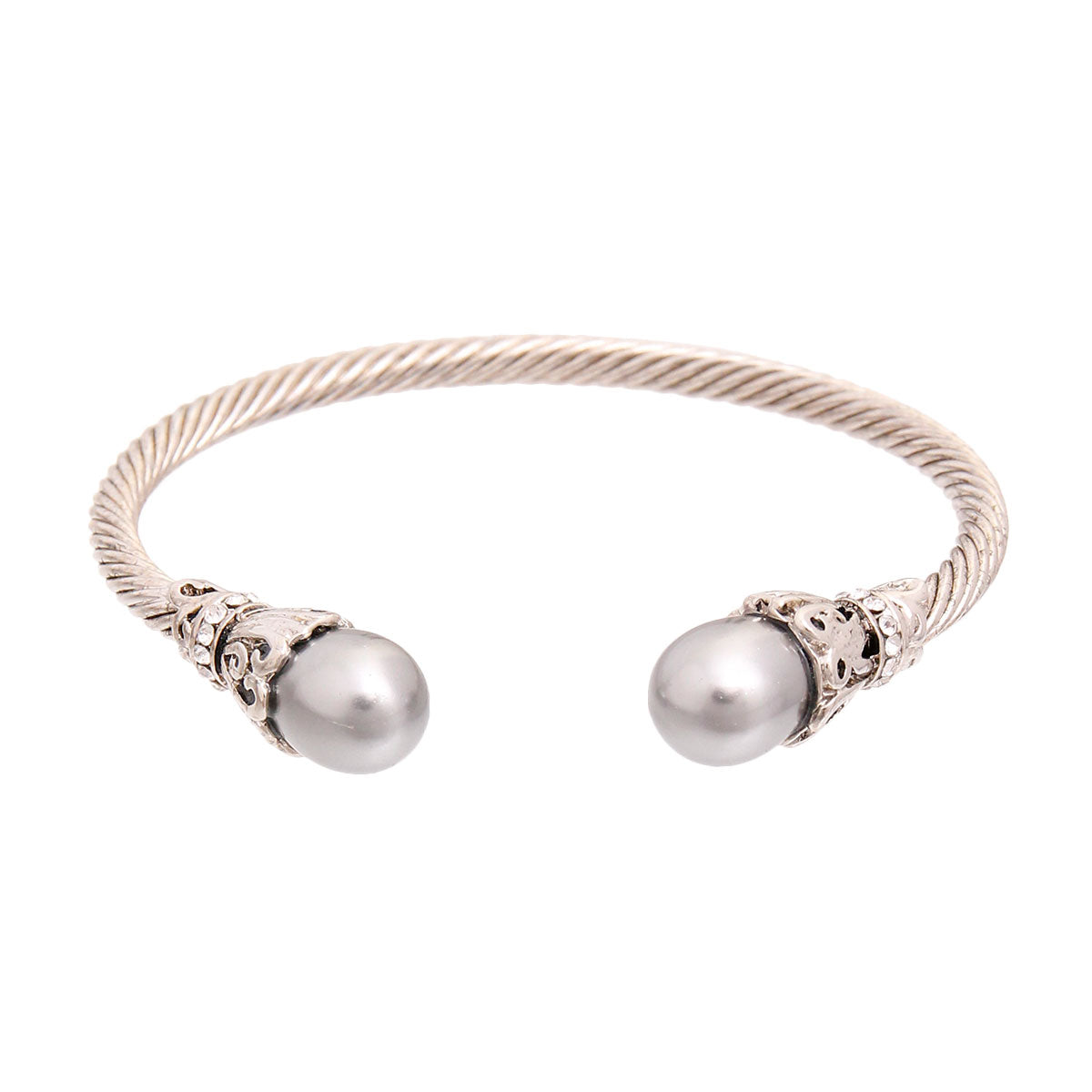 Gray Pearl Filigree Cable Bangle