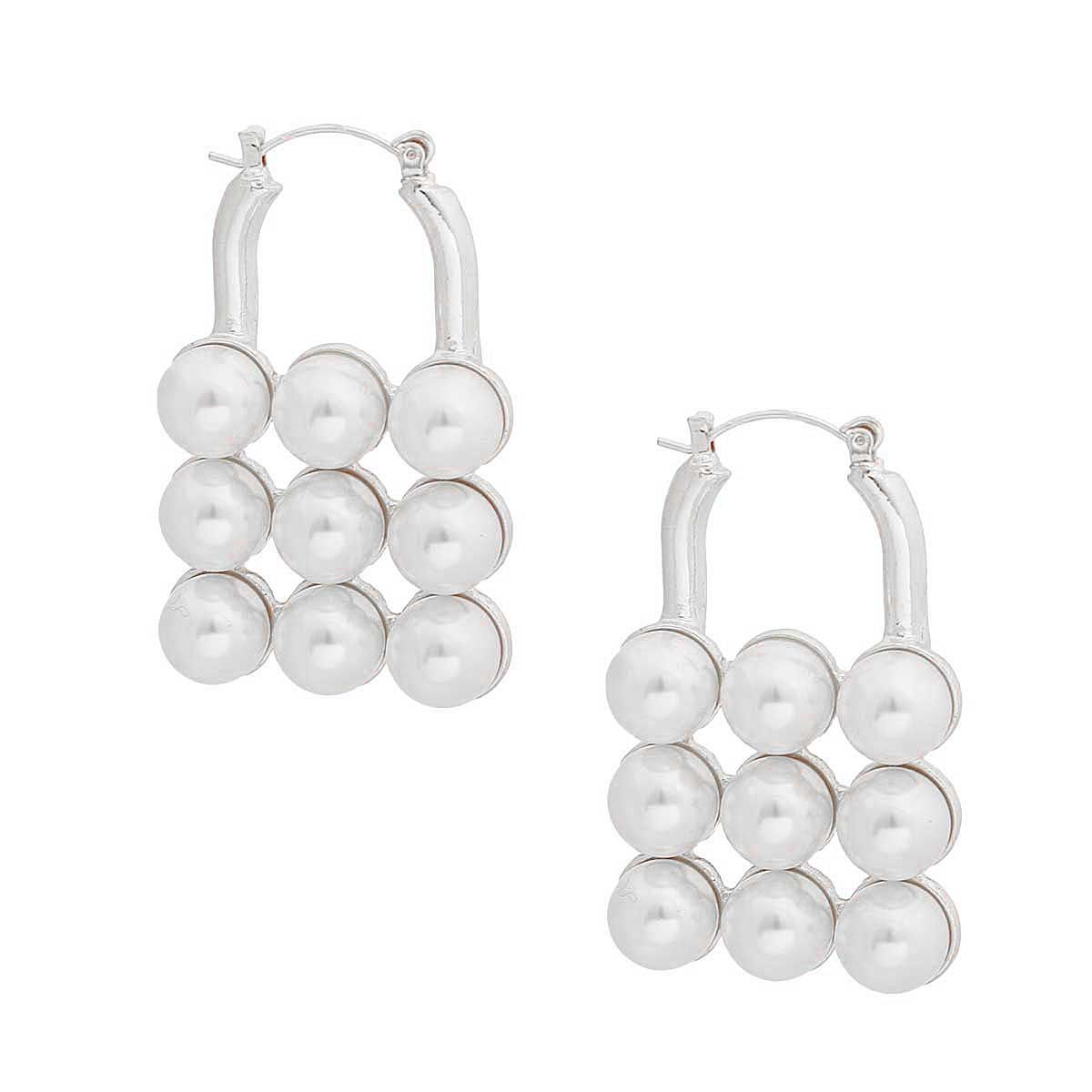White Pearl Studded Lock Hoops