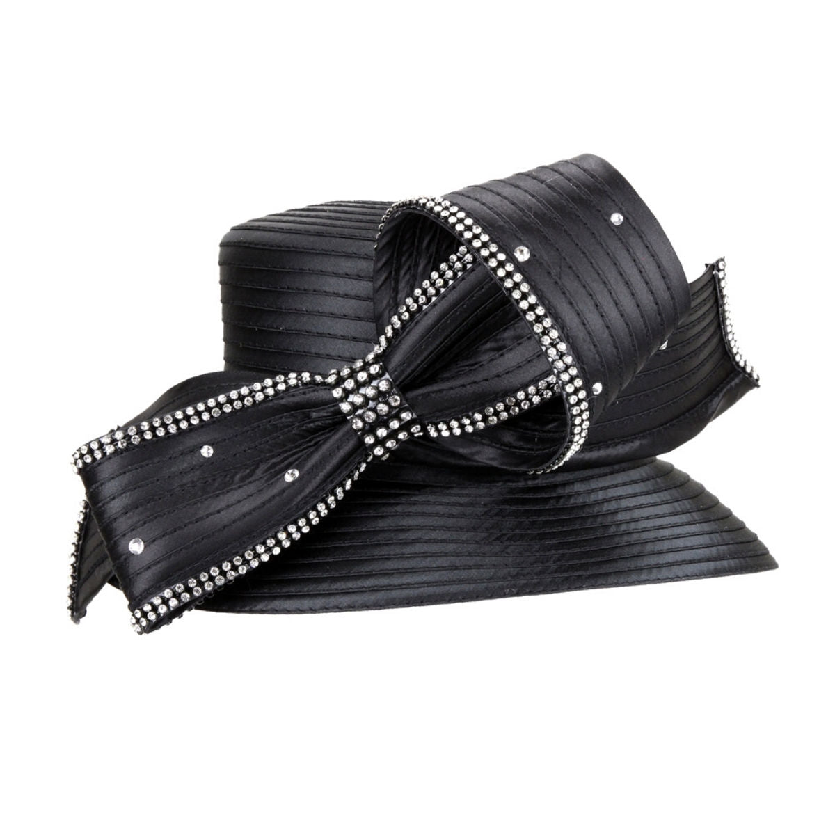Black Braided Bow Church Hat