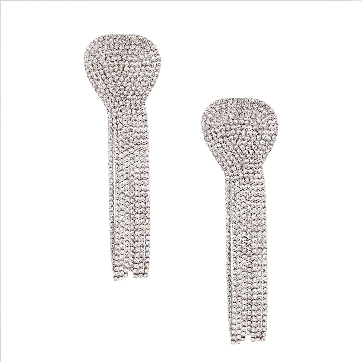 Silver Rounded Triangle Fringe Clip Ons