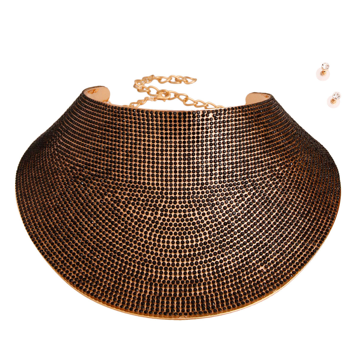 Black Rhinestone Bib Collar Set