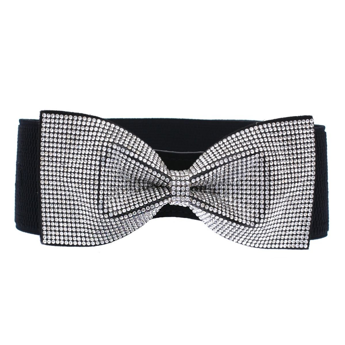 Rhinestone Bow Black Belt