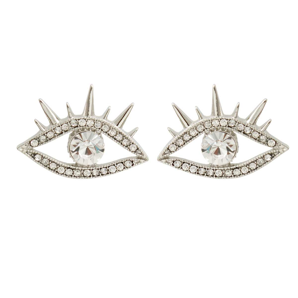 Silver Evil Eye Shaped Studs