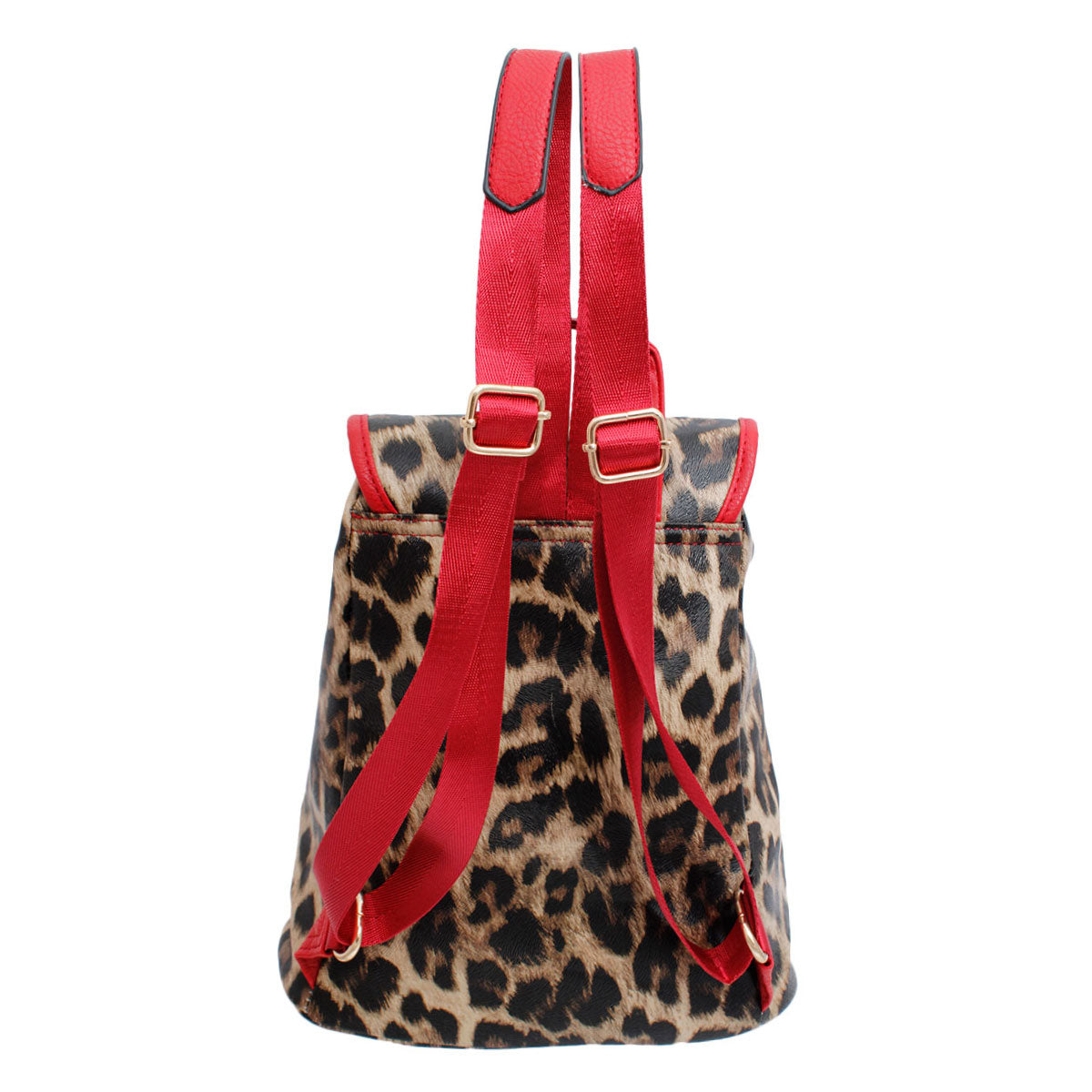 Red Leopard Flap Backpack Set