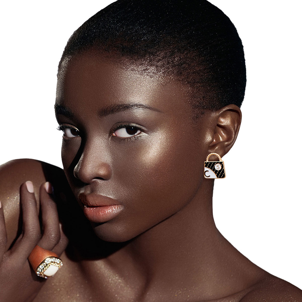 Gold Black 3pcs Silhouette Designer Studs