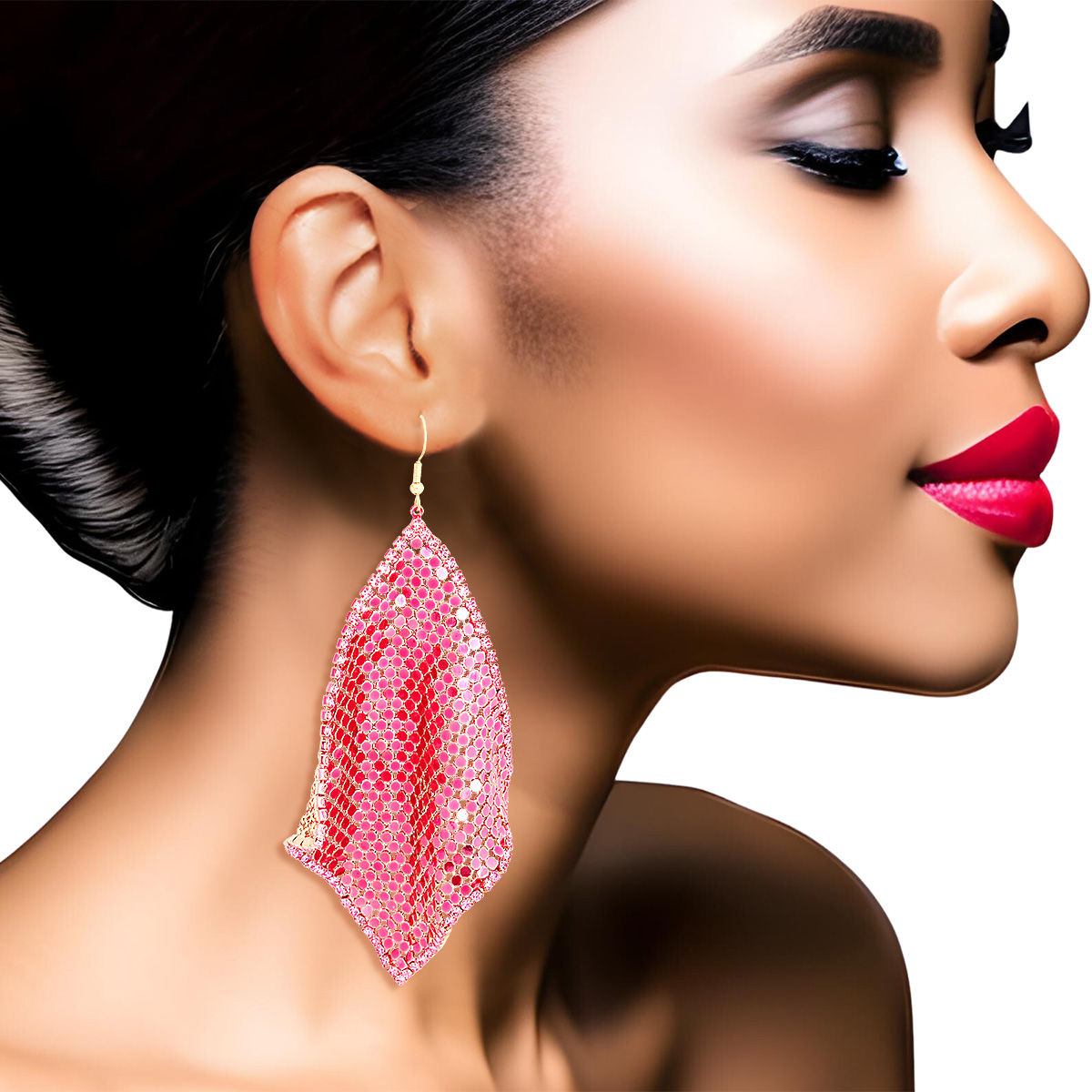 Pink Mesh Chainmail Earrings