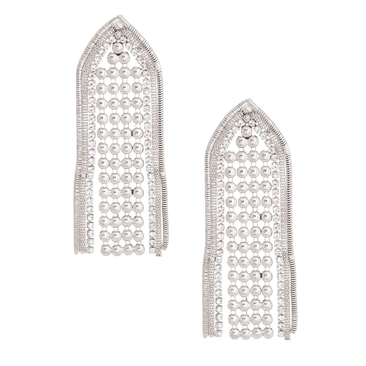 Silver Chainmail Fringe Earrings