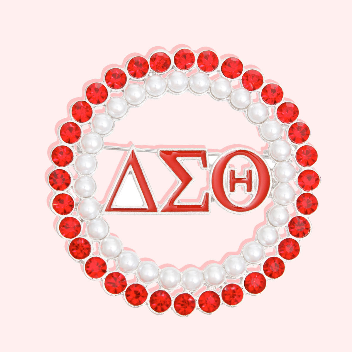 Brooch Red White Delta Round Pin for Women