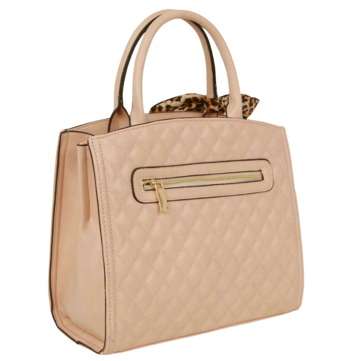 Taupe Quilted Leopard Scarf Tote
