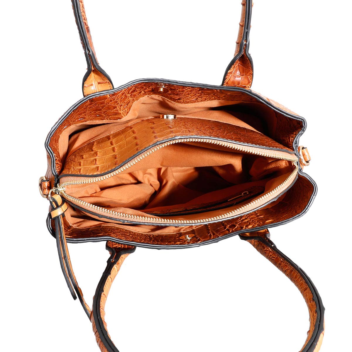 Brown Crocodile Tote and Clutch Set