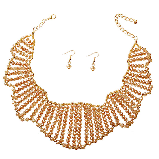 Gold Glass Bead Choker Set