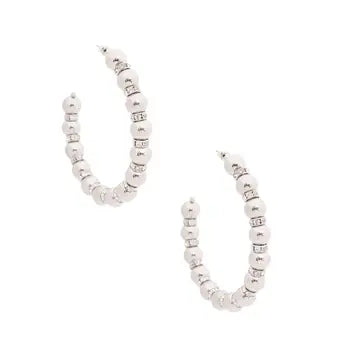 Silver Metal Ball Hoops: Clear