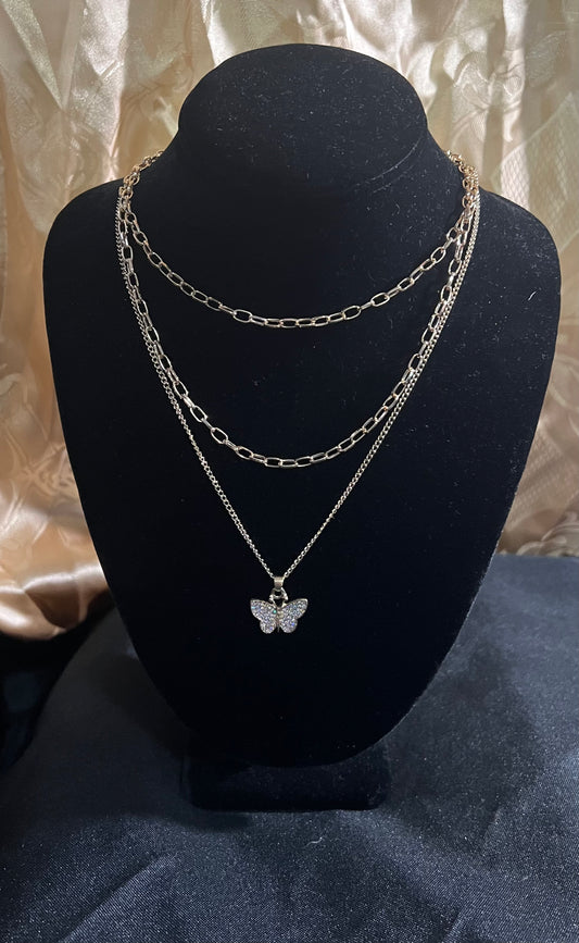 Triple butterfly necklace