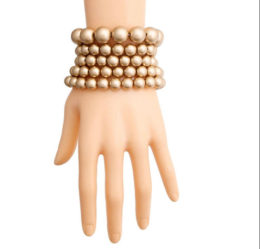 Gold 5 pc Pearl Bracelet