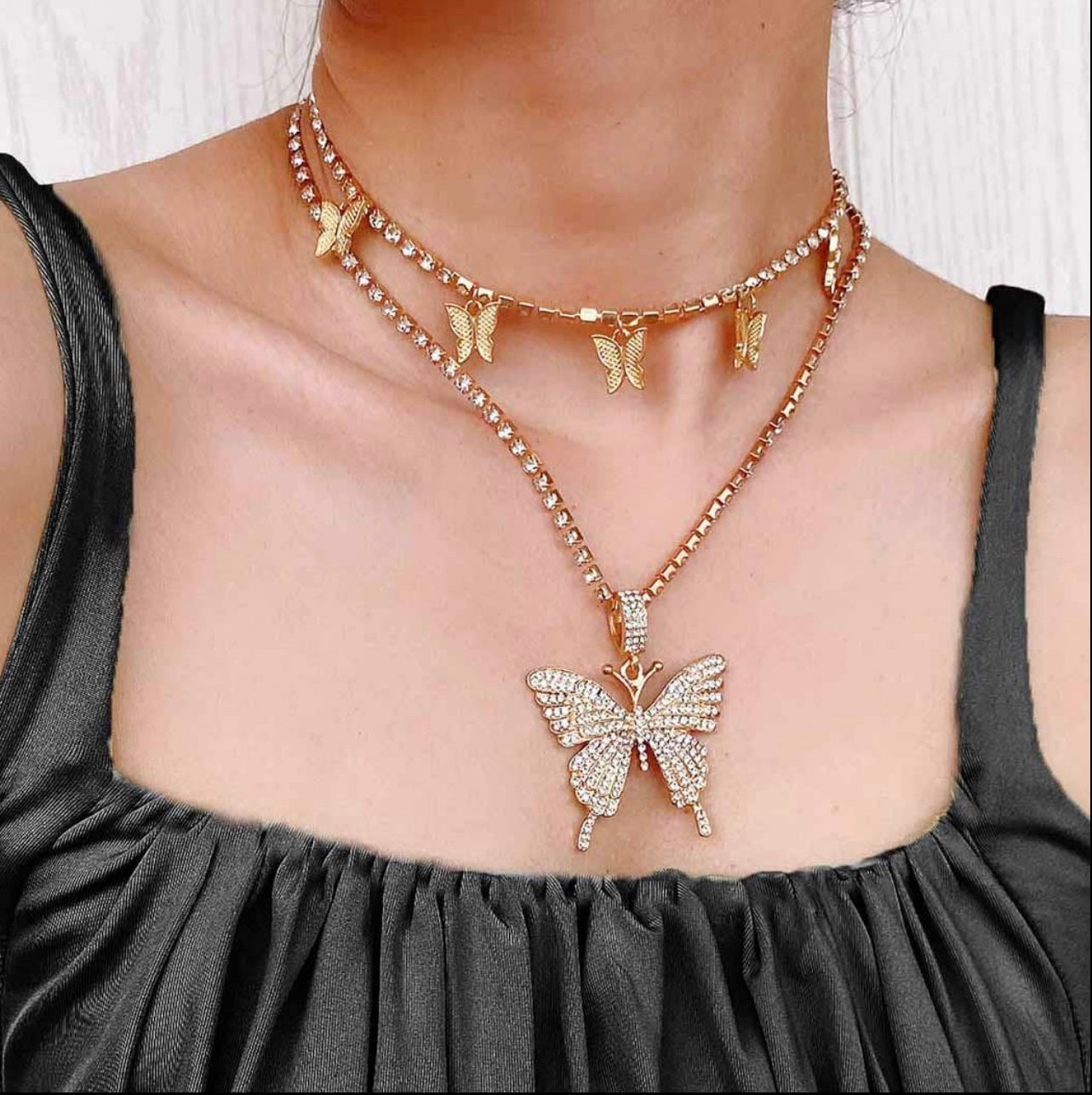 Butterfly Crystal Choker Necklace