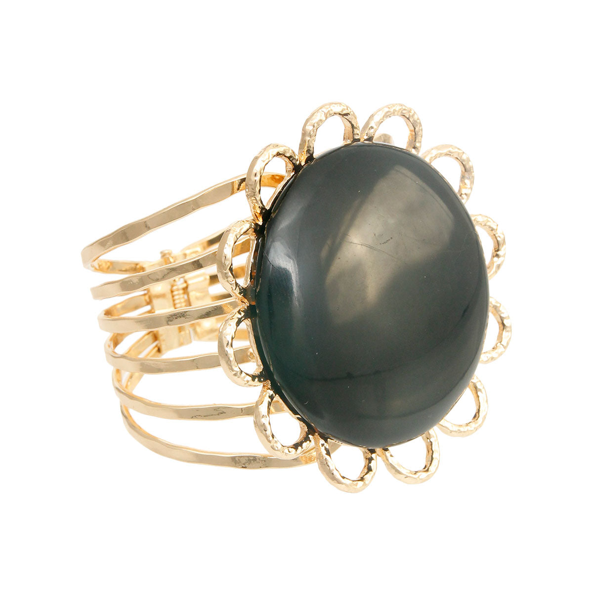 Black Stone Flower Bracelet