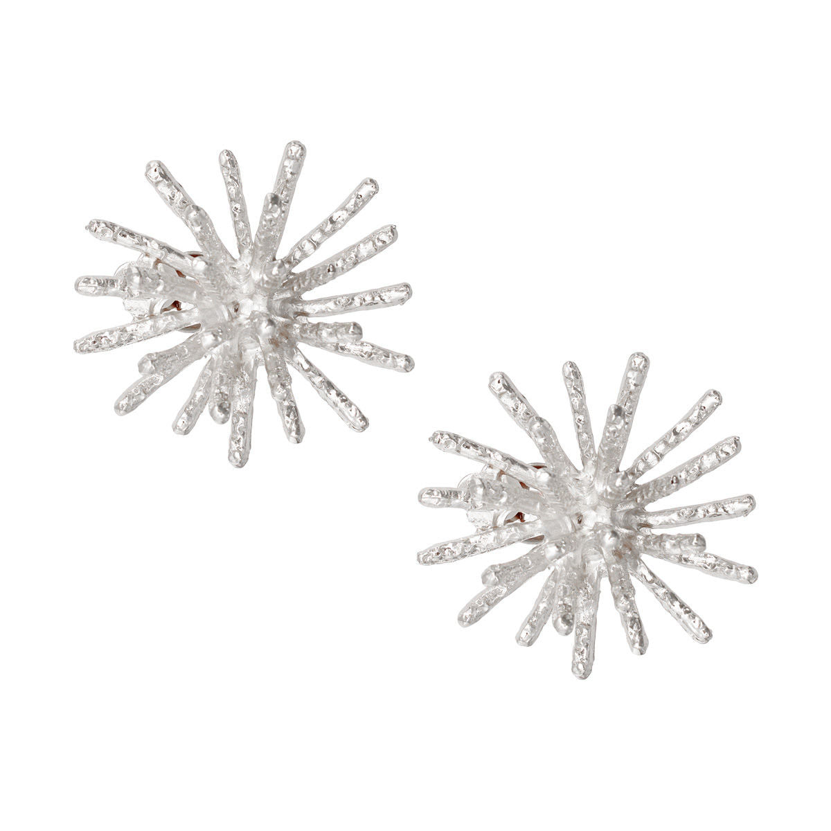 Clip On Silver Medium Spike Earrings for Women