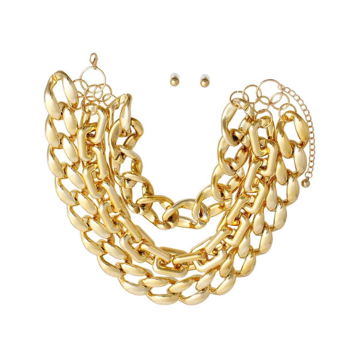 XL Gold Triple Layer Chain Set