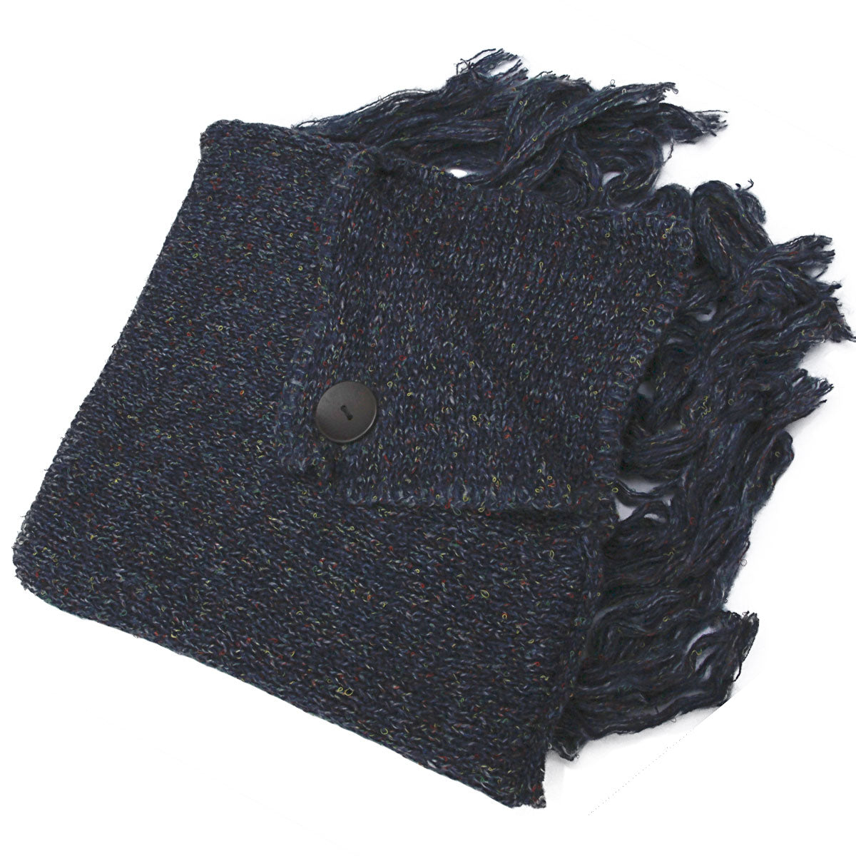 Black Knit Button Poncho