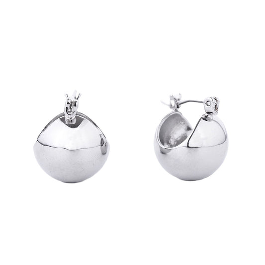 Hoop White Gold Small Ball Earrings for Women