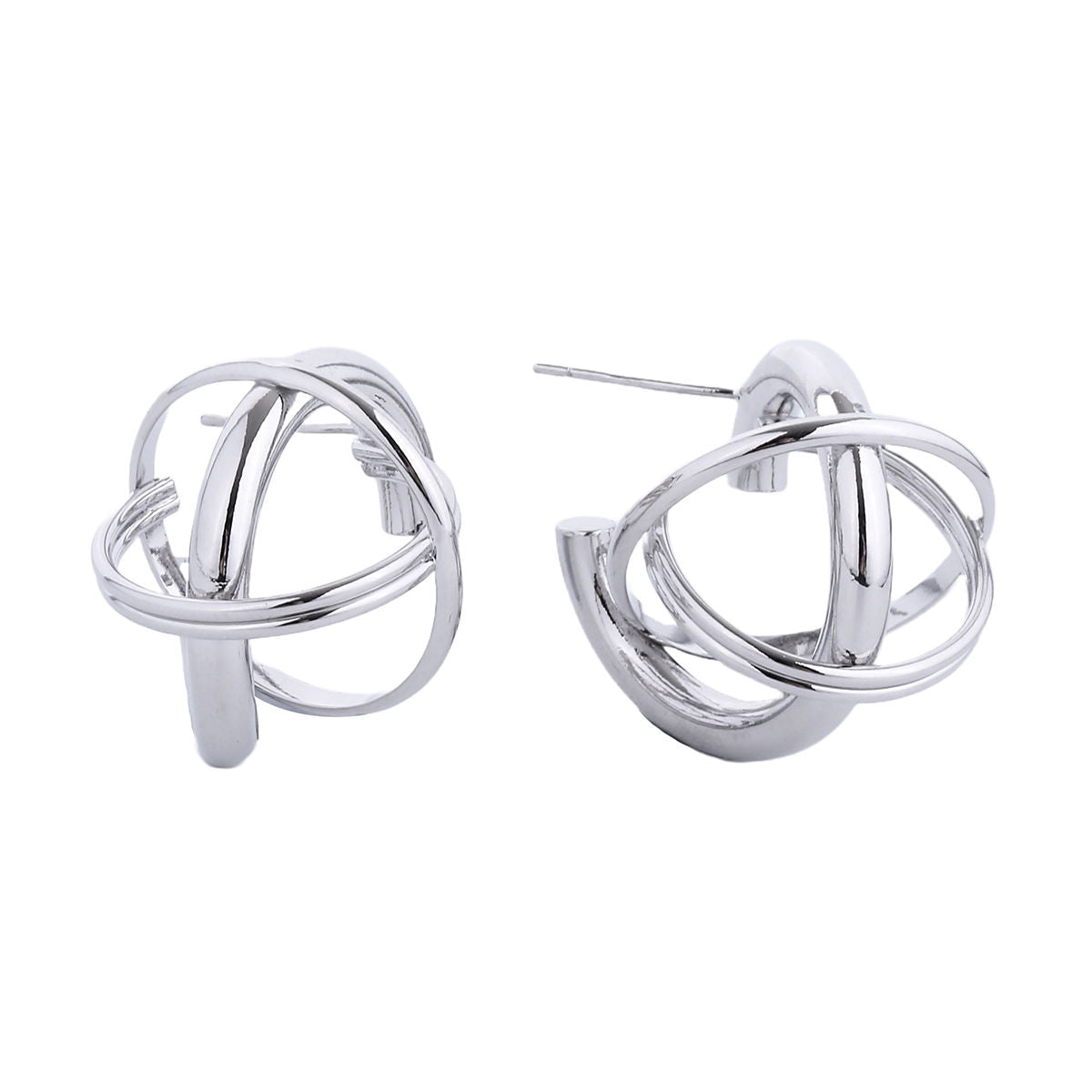 Stud White Gold Small Gyro Ball Earrings for Women