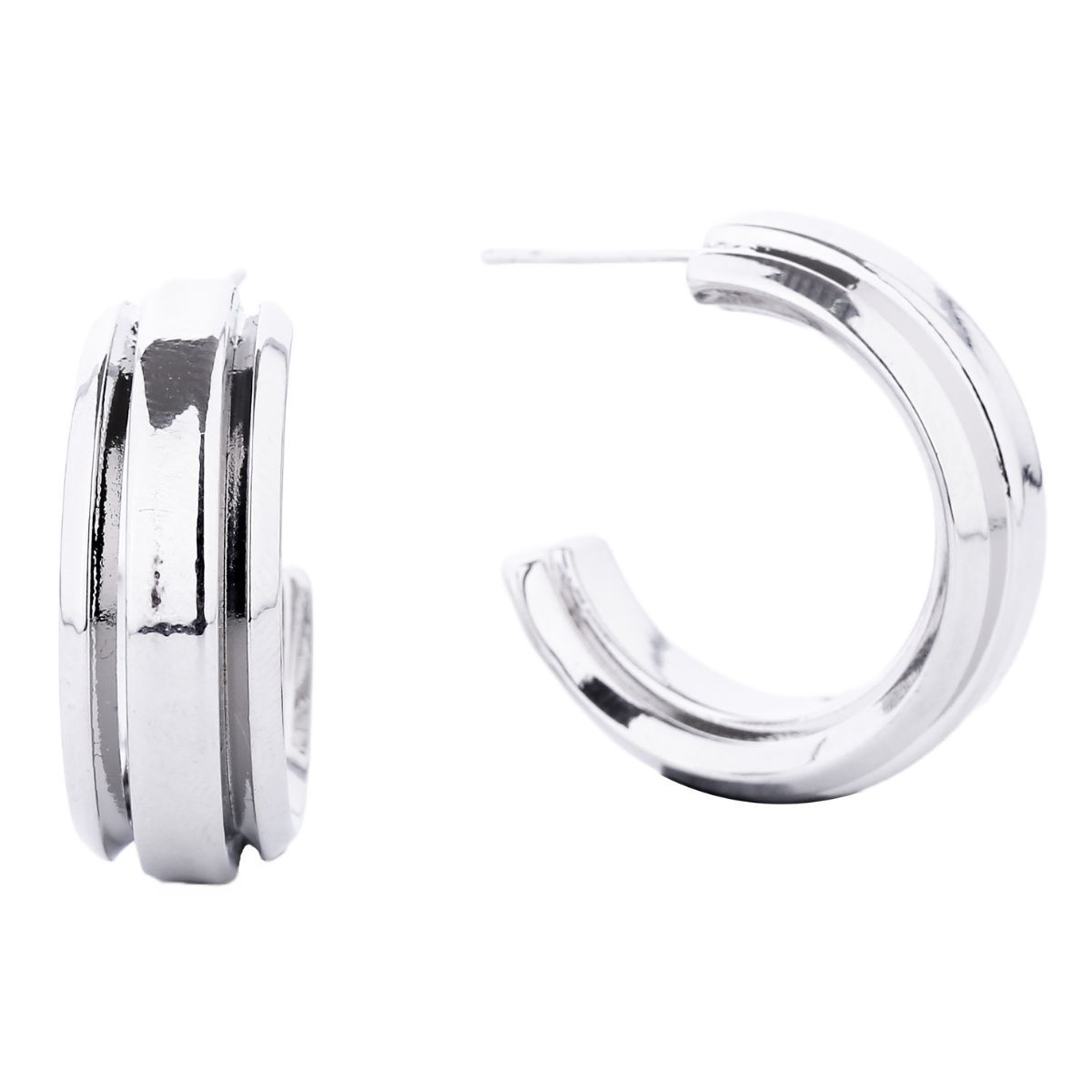 Hoop White Gold Small Solid Metal Earrings Women