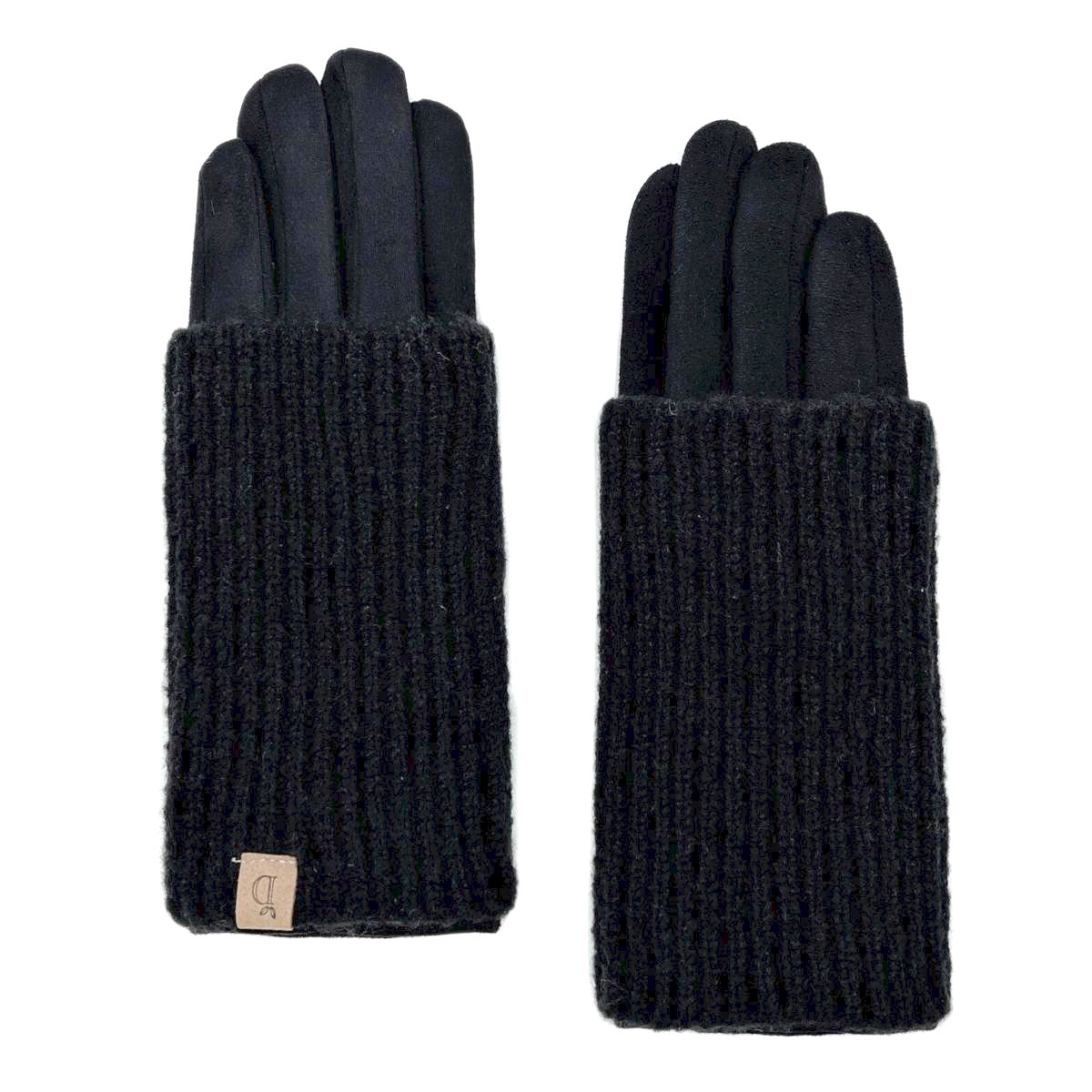 Black Layered Suede Smart Gloves
