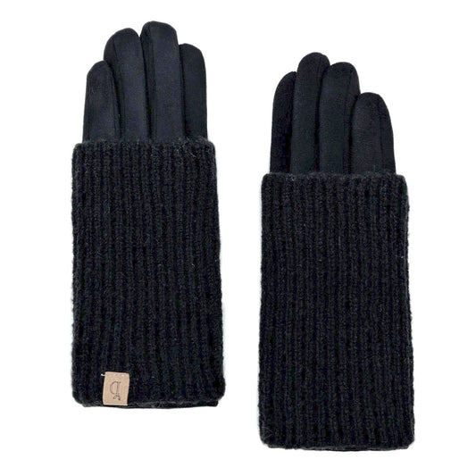 Black Layered Suede Smart Gloves