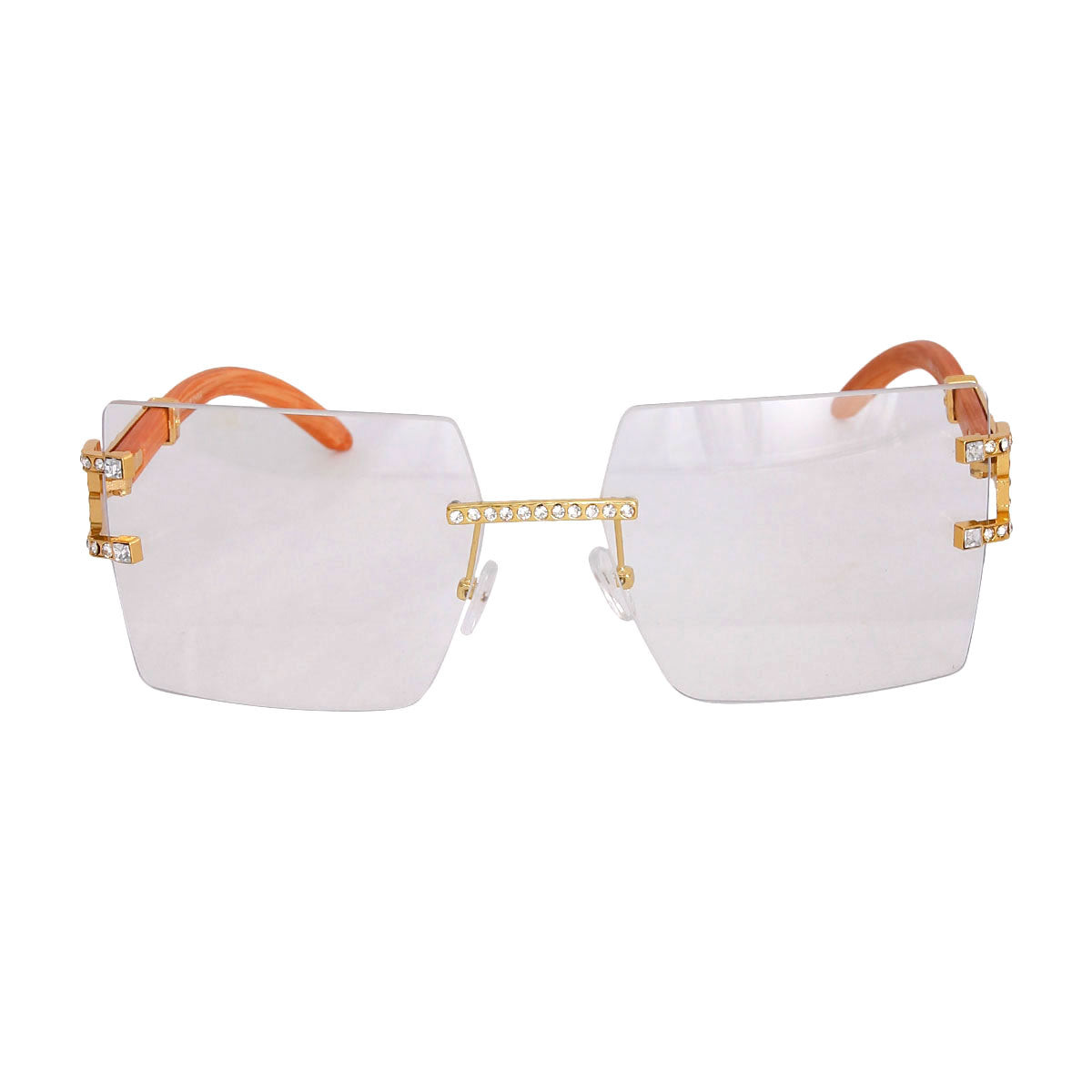 Brown Arm Square Clear Glasses
