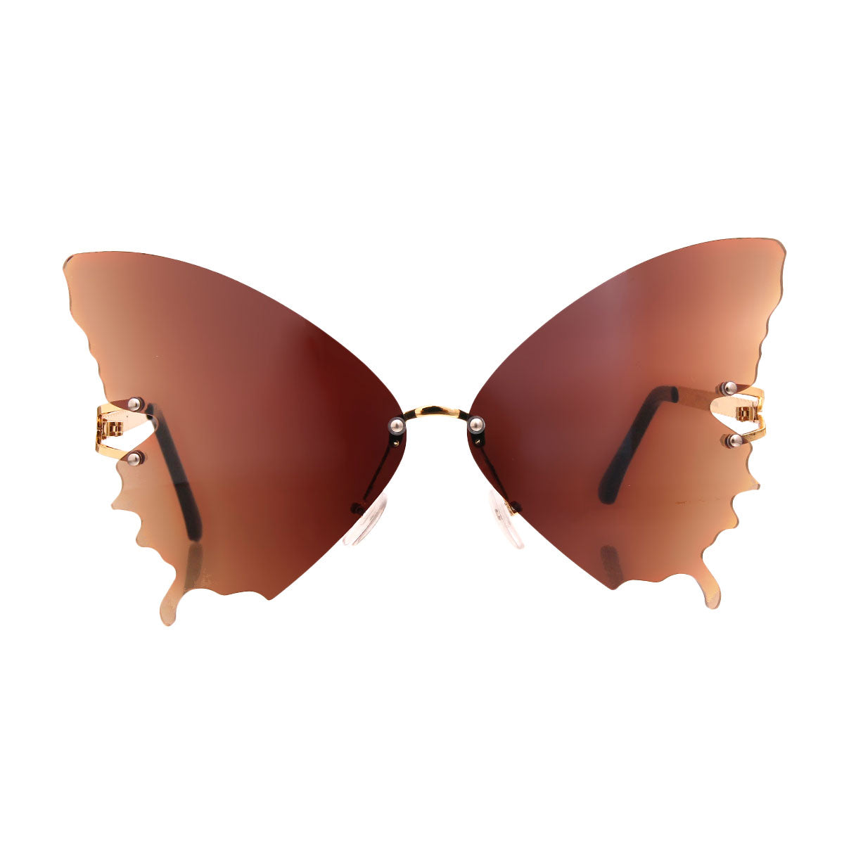 Brown Butterfly Rimless Sunglasses