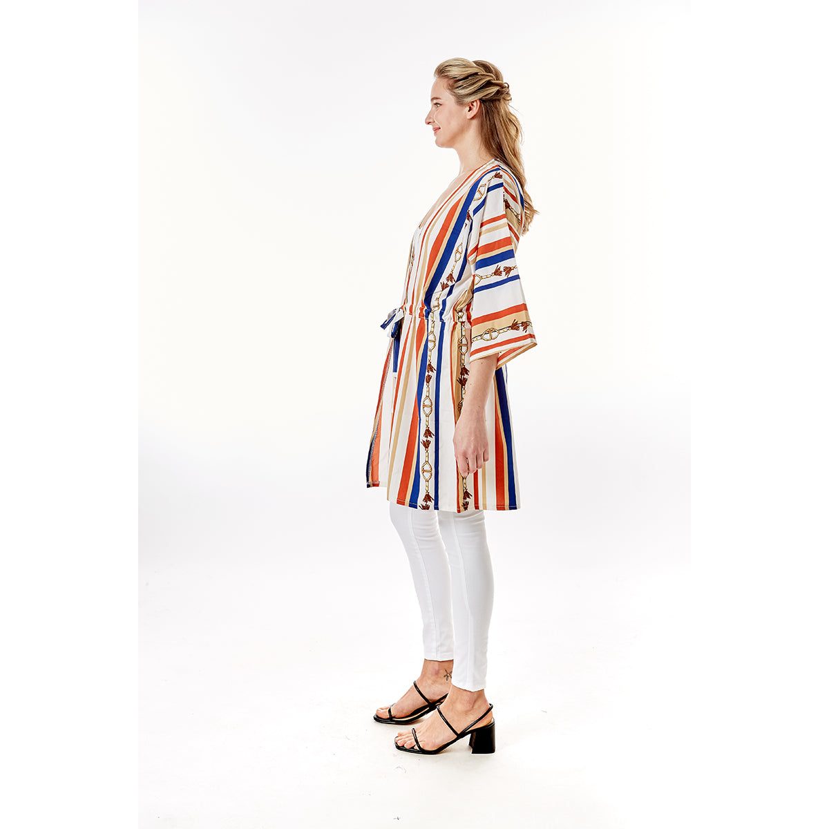 White Stripe Designer Horsebit Cover Up