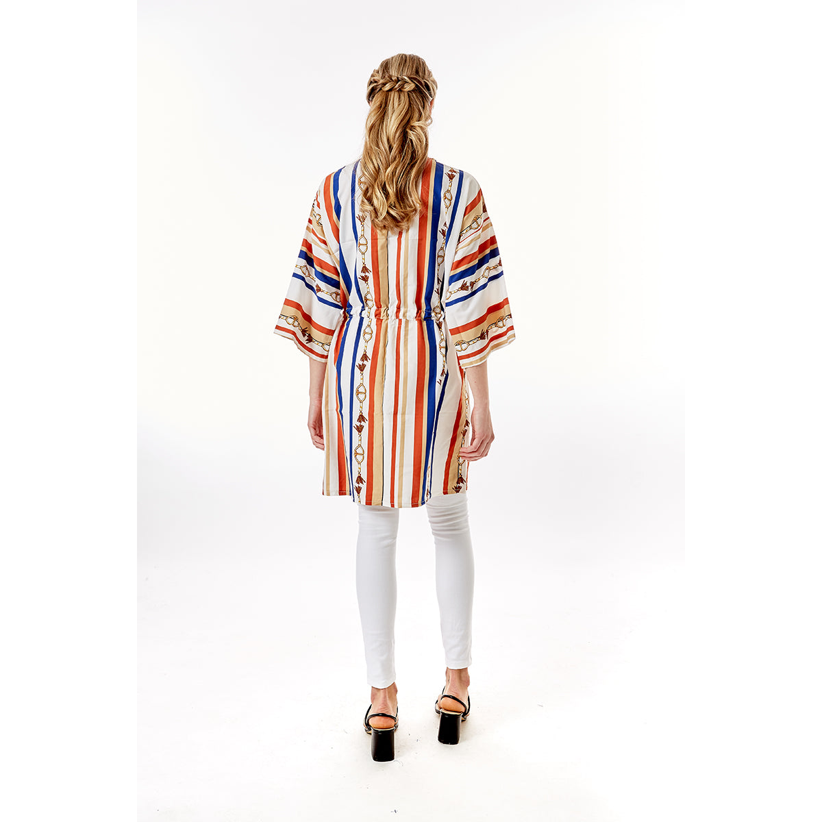 White Stripe Designer Horsebit Cover Up