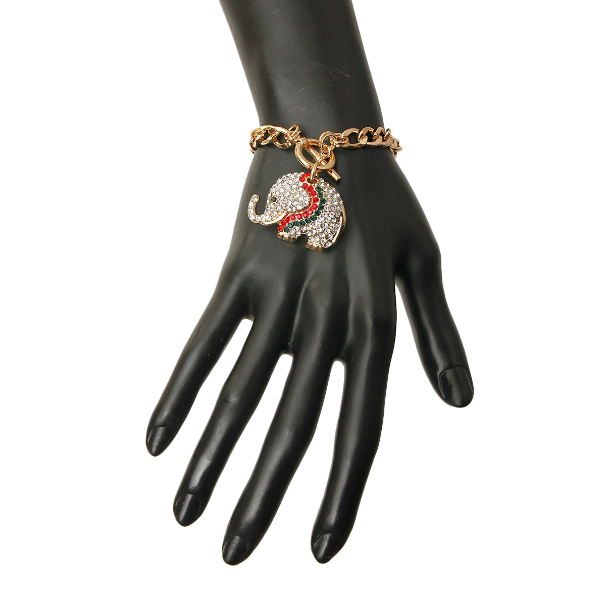 Rhinestone Elephant Toggle Bracelet