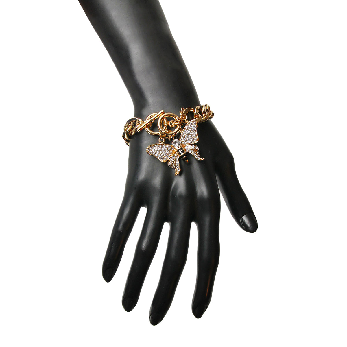 Rhinestone Butterfly Toggle Bracelet
