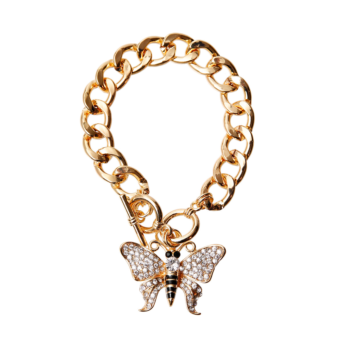 Rhinestone Butterfly Toggle Bracelet