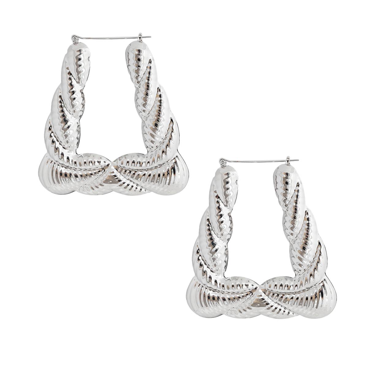 Silver Trapezoid 3" Bamboo Hoops