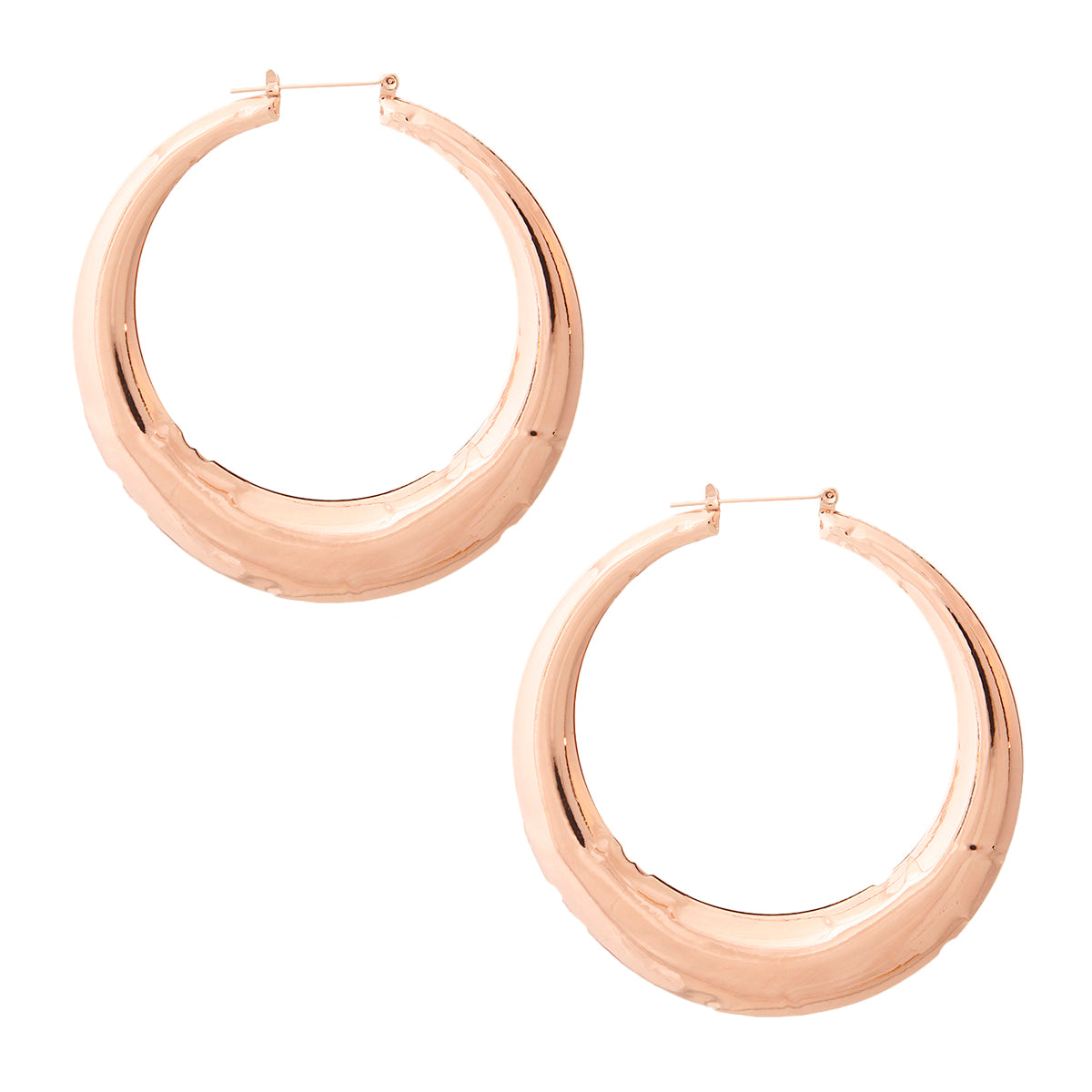 Rose Gold Polished Metal Hoops