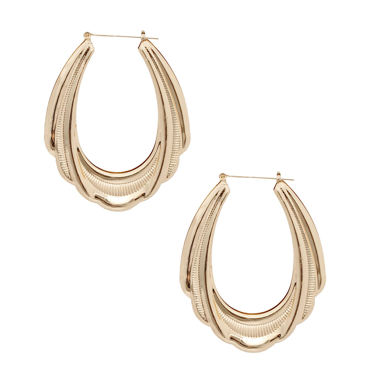 Textured Gold Teardrop Bamboo Hoops