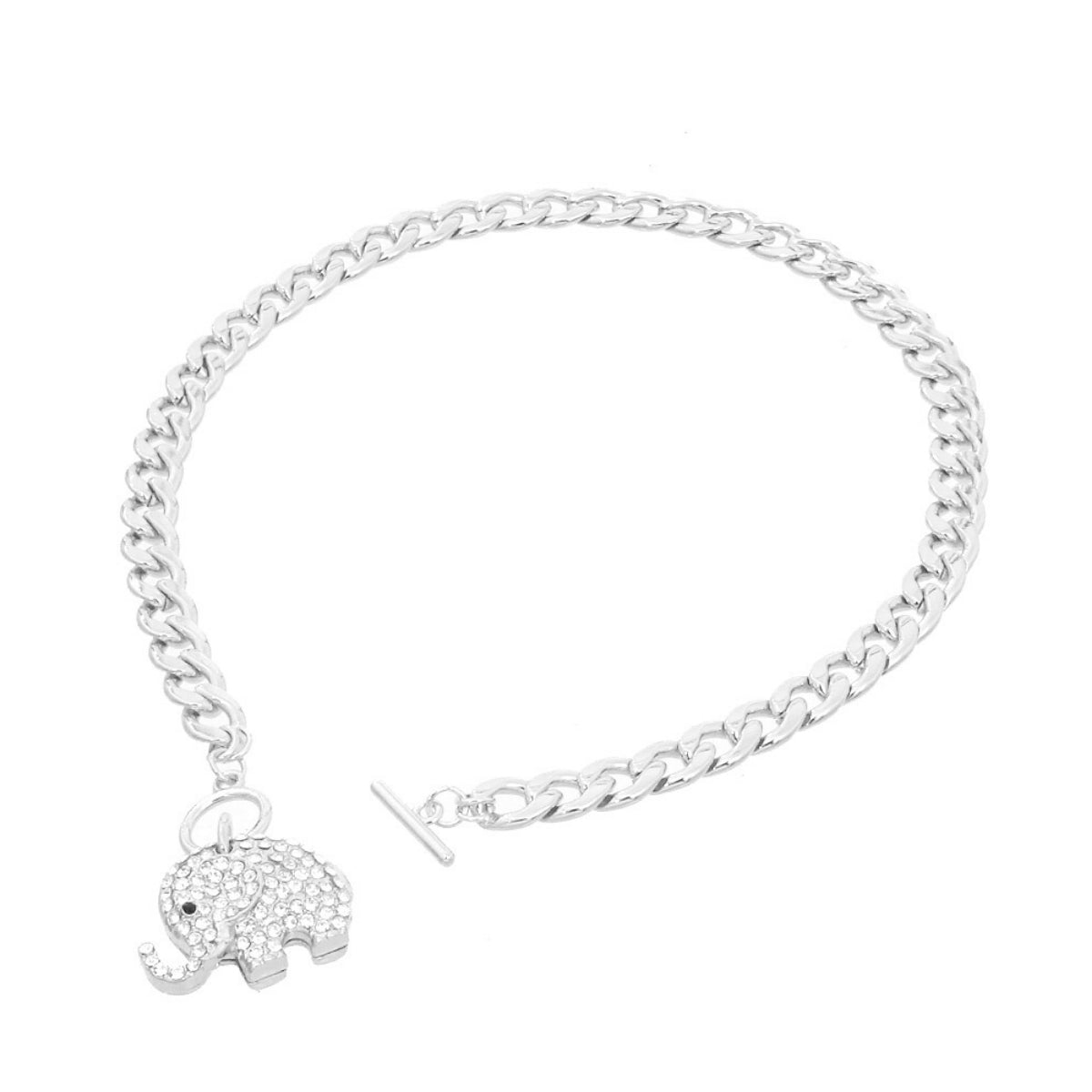 Silver Rhinestone Elephant Toggle